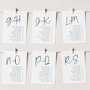 Minimalist Seating Chart Cards, Alphabet Seating Chart Wedding ...