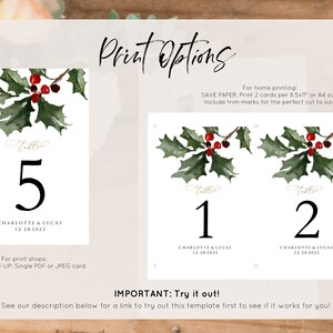 Christmas Printable Table Numbers, Holiday Table Numbers, 5x7, Templett ...