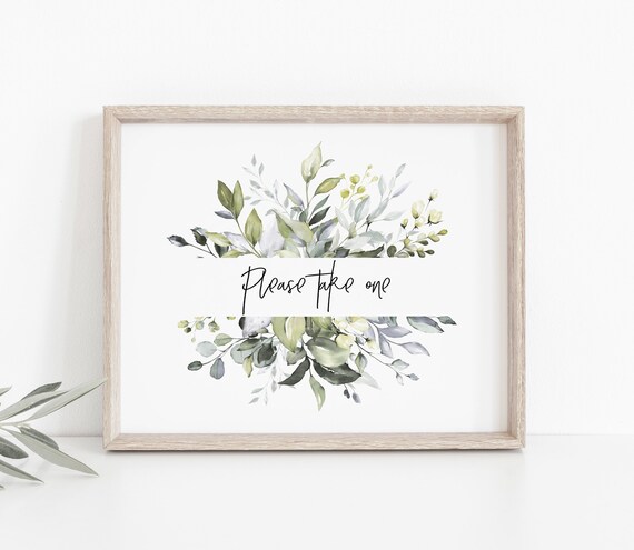 Greenery Please Take One Sign, Favors Sign Template, Printable Table Sign, Instant Download, TEMPLETT, WLP-HER 1478