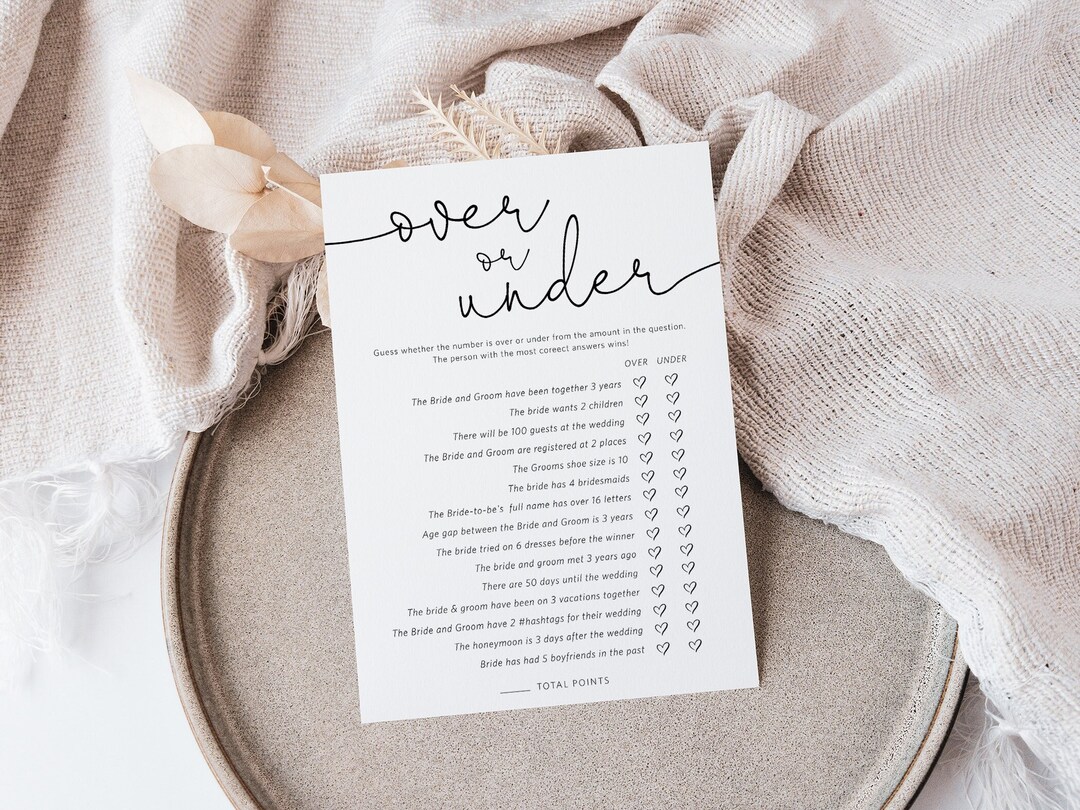 Over or Under Baby Shower Game, Minimalist Baby Shower Trivia Game, 100 ...