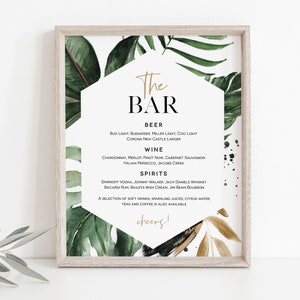 Tropical Bar Schild, Bar Menü Vorlage, Bar Schild, Sofort Download, 8x10 bearbeiten mit TEMPLETT, WLP-TRO 2706