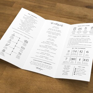 Trifold Wedding Program, Tri-fold Wedding Ceremony Program, Folded ...