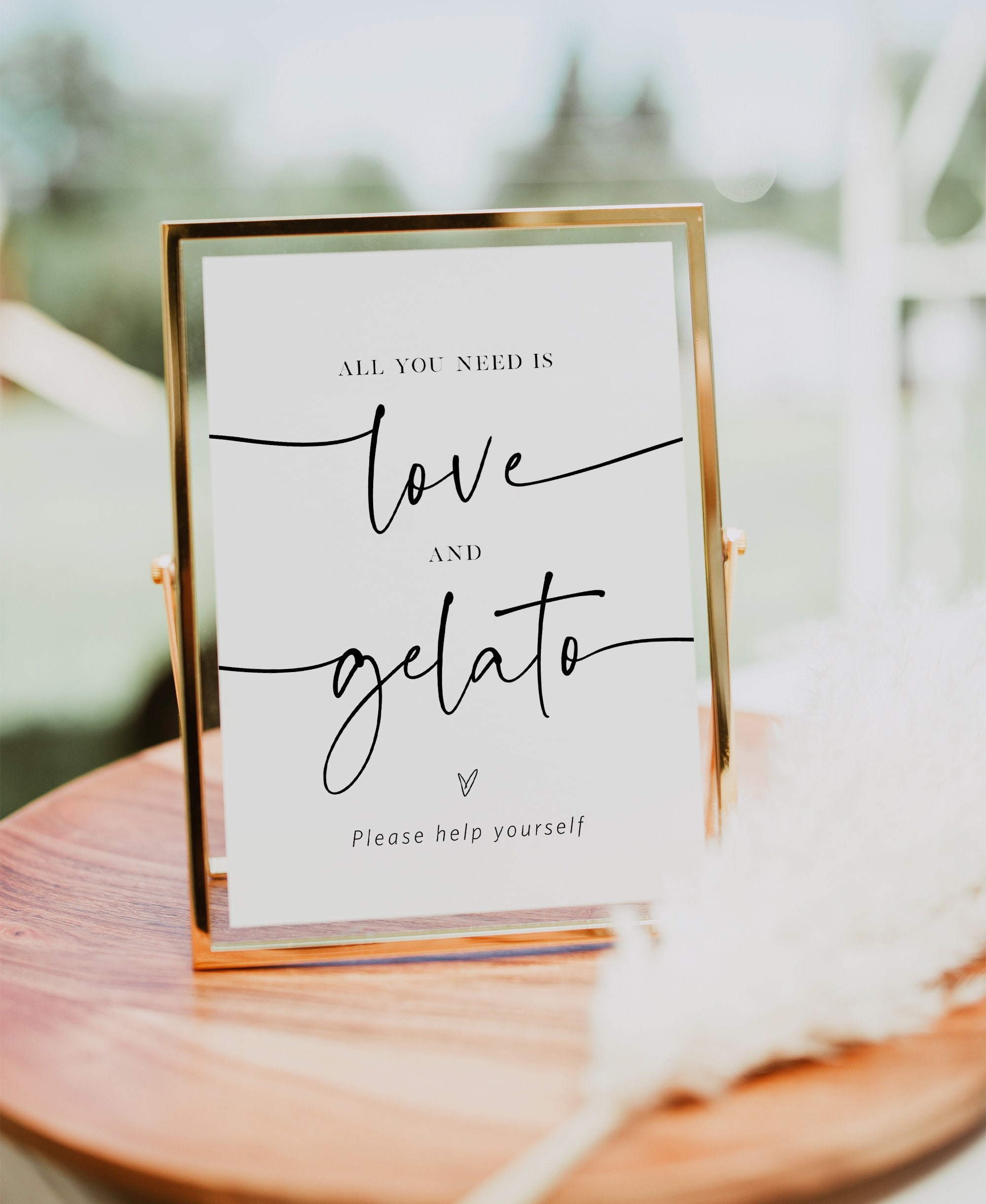 All You Need is Love and Gelato Sign, Gelato Bar Sign, Printable