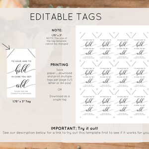 To Have and to Hold Tag, Wedding Favor Tag Template, Blanket Favor Tag ...