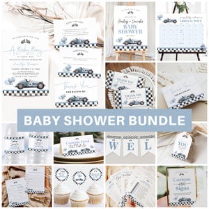 Little Racer Baby Shower Invitation Bundle, Racing Baby Shower Invitation, Race Car Baby Shower Decorations Set, TEMPLETT, WLP-RAC 8444