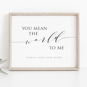Wedding Globe Guestbook Sign, Wedding Globe Sign, You mean the world to us sign, 8x10, Instant Download, Edit with TEMPLETT, WLP-SCR 2409