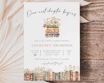 Our Next Chapter Begins Bridal Shower Invitation, Storybook Bridal Shower Invitation,  A New Chapter Invitation, TEMPLETT, WLP-WBO 8308