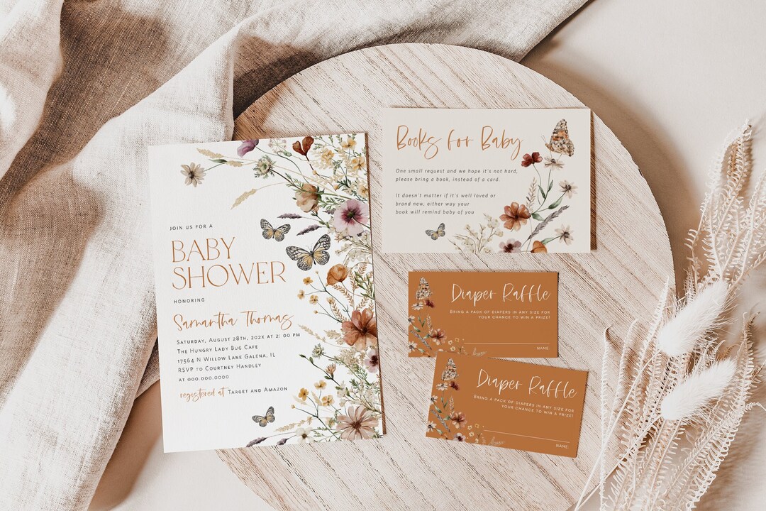 Butterfly Baby Shower Invitation, Baby Shower Bundle, Fall Butterfly ...