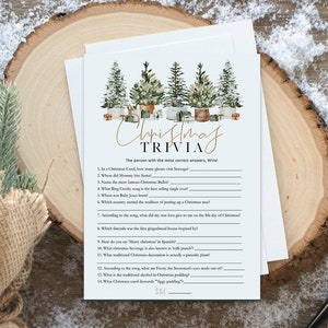 Christmas Trivia Game, Holiday Party Game, Chrsitmas Trivia Card, Printable Game Card, Edit with TEMPLETT, WLP-GTR 6748