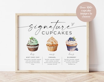 Signature Cupcakes Sign, Editable Wedding Cupcake Sign, Wedding Dessert Sign, Signature Wedding Sign, Edit with TEMPLETT, WLP-LIN 7340