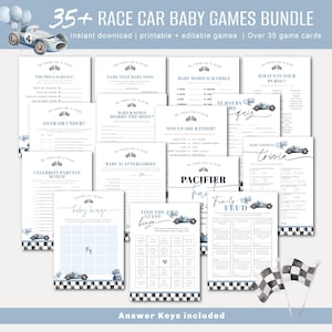 Race Car Baby Shower Game Bundle, Baby Shower Games, Little Racer Baby Games Bundle, Customize Baby Shower Games, TEMPLETT, WLP-RAC 8454