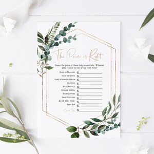 Greenery Price is Right Game, Branch Baby Shower Game, Printable The Price is Right, Greenery Baby Shower Game, TEMPLETT, WLP-GBR 4348
