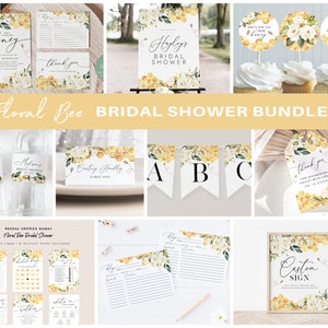 Bee Bridal Shower Invitation Bundle, Printable Bridal Shower Invitation + Games, Bridal Shower Decoration Set, TEMPLETT, WLP-FBE 5437