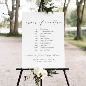Wedding Order of Events Poster, Wedding Poster Template, Order of Events Sign, 5 Sizes, Edit with TEMPLETT, WLP-SCR 1992