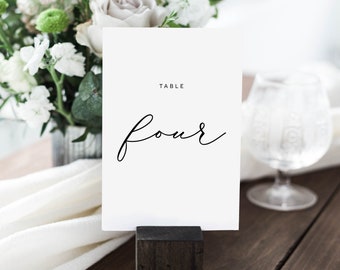 Wedding Table Numbers Printable, Calligraphy Table Numbers Template, Reception Table Numbers, Edit with TEMPLETT, 5x7, 4x6, WLP-SCR 2086