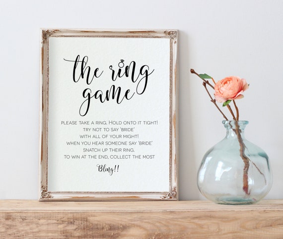 The Ring Game, Bridal Shower Game Sign, Bridal Shower Sign Template, Bridal Ring Game, Ring Game Sign, Edit with TEMPLETT, WLP-SOU 768
