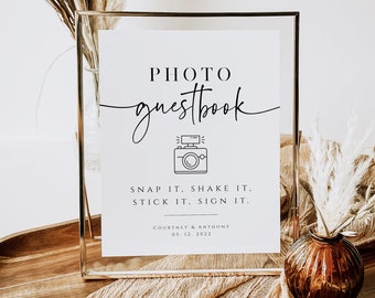 Photo Guest Book Sign, Wedding Photo Guestbook Sign, Photo Guestbook Printable, Personalized Wedding Guestbook Sign, TEMPLETT, WLP-PAL 4882