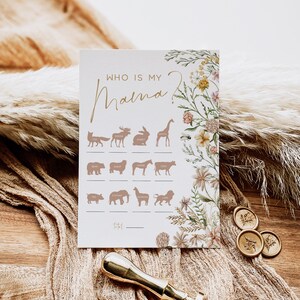 Who's my Mama? Game, Wildflower Printable Baby Animals Cards, Guess the Baby Animal Name Game, Edit with TEMPLETT, WLP-FWI 6797