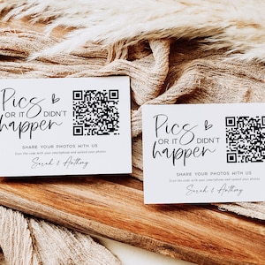 Pics or It Didn't Happen, Wedding QR Code Card, Wedding Photo card, qr code wedding card, Instant Download, Edit with Templett, WLP-SIL 7253