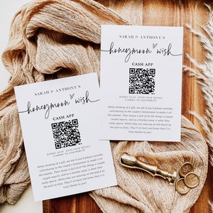 Modern Honeymoon Wish Card, Venmo Honeymoon Insert Card, Editable Enclosure Card, 5c3.5", TEMPLETT, Instant Download, WLP-PAL 5663
