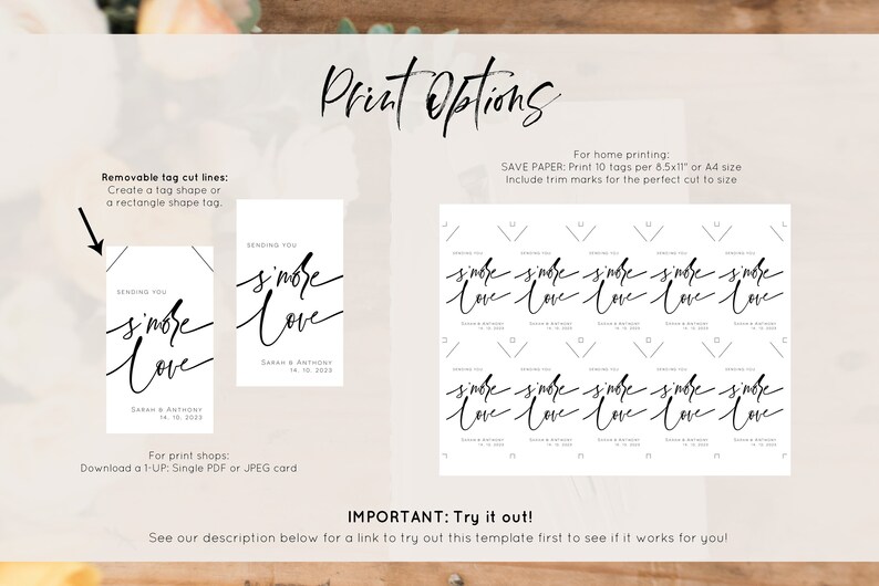 Sending You Smore Love Tag Wedding Favor Tag Template - Etsy