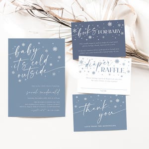 Winter Baby Shower Invitation, Baby It's Cold Outside Invitation, Modern Blue Baby Shower, Winter Wonderland Invite, TEMPLETT, WLP-WWL 7766 bild 2