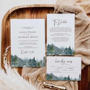 Mountain Wedding Invitation, Wedding Invitation Template, Printable ...
