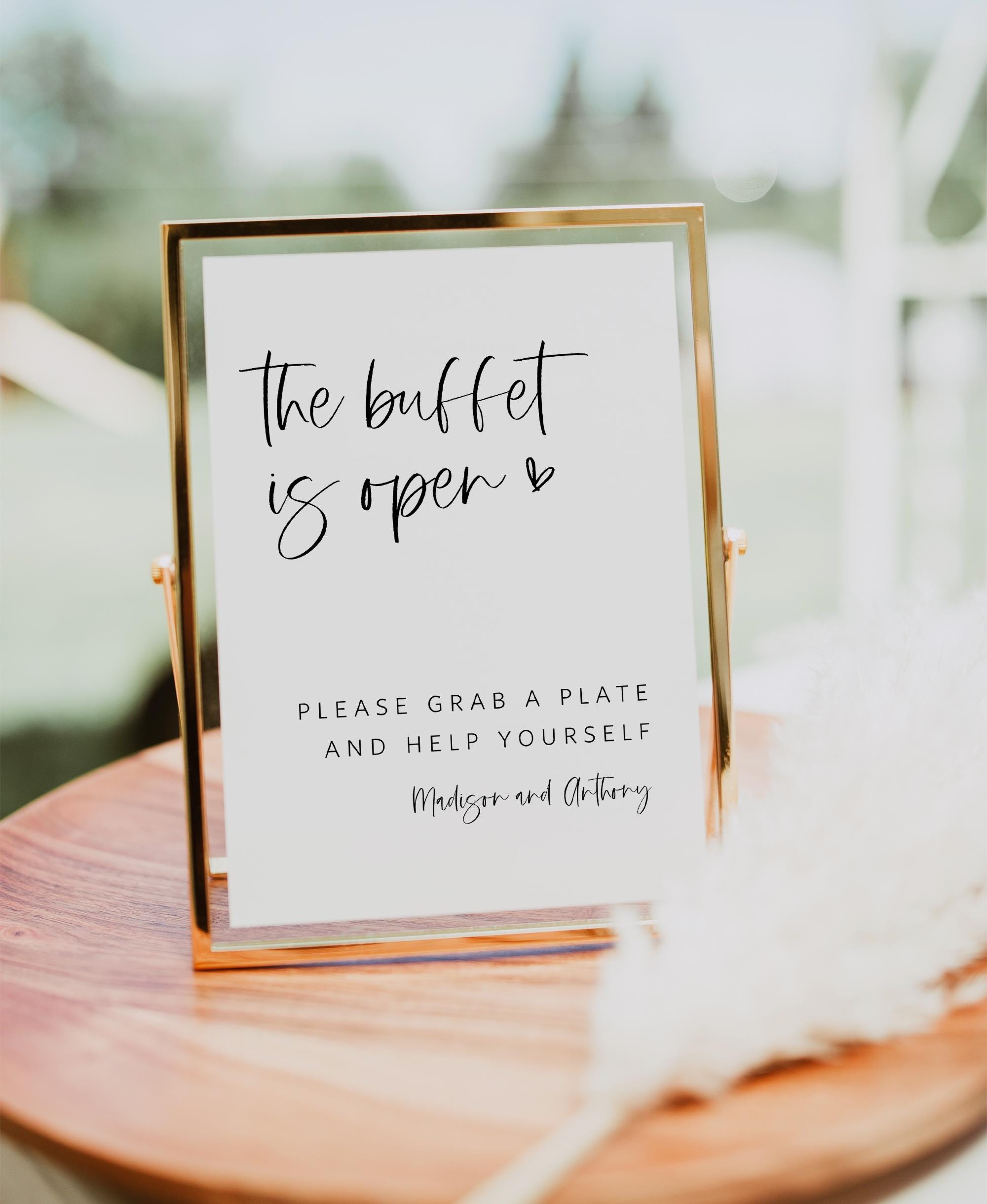 Modern Buffet Table Sign, Buffet is Open Wedding Template, Food Buffet ...