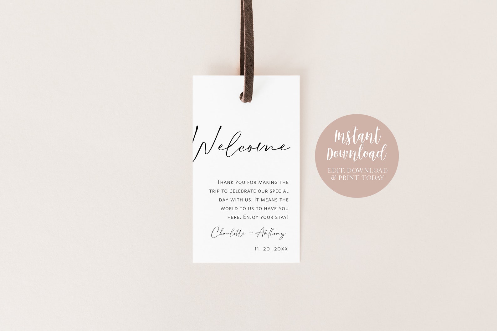 Reception Tags Welcome Tags, Wedding Welcome Tag Template, Large Printable Favor Tag ...