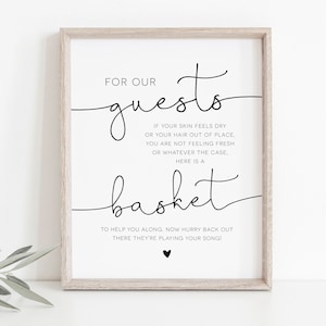 Script Wedding Bathroom Basket Sign, Printable Wedding Restroom Sign, Edit with TEMPLETT, Wedding Bathroom Sign, 8x10",  WLP-ODA 4082