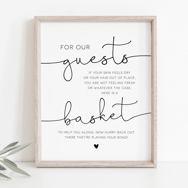 Script Wedding Bathroom Basket Sign, Printable Wedding Restroom Sign, Edit with TEMPLETT, Wedding Bathroom Sign, 8x10",  WLP-ODA 4082