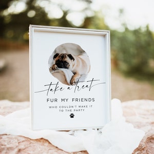Dog Treat Favor Sign, Take a Treat Dog Sign, Wedding Favor Sign, Pet Treat Bag Sign, Edit with TEMPLETT, WLP-LIN 7107