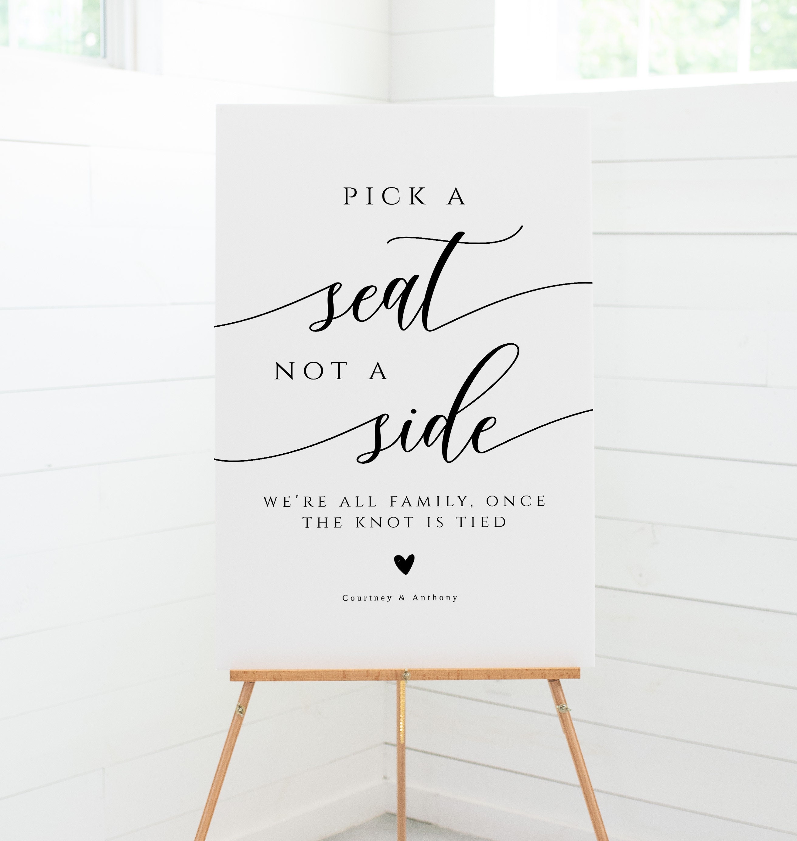 thumbnail image 2 of Chalkboard Style 'Choose A Seat Not Side' Personalised Wedding Sign / Poster - TheCardZoo 2 of 6