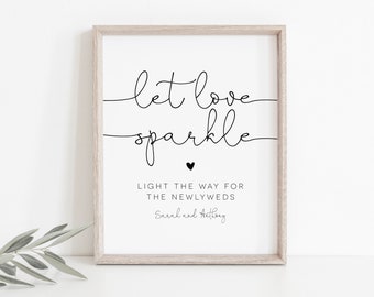 Let Love Sparkle Sign, Sparkler Send Off Sign, Wedding Sparklers Sign, Editable Sign, Minimalist, Edit with TEMPLETT, WLP-ODA 4075