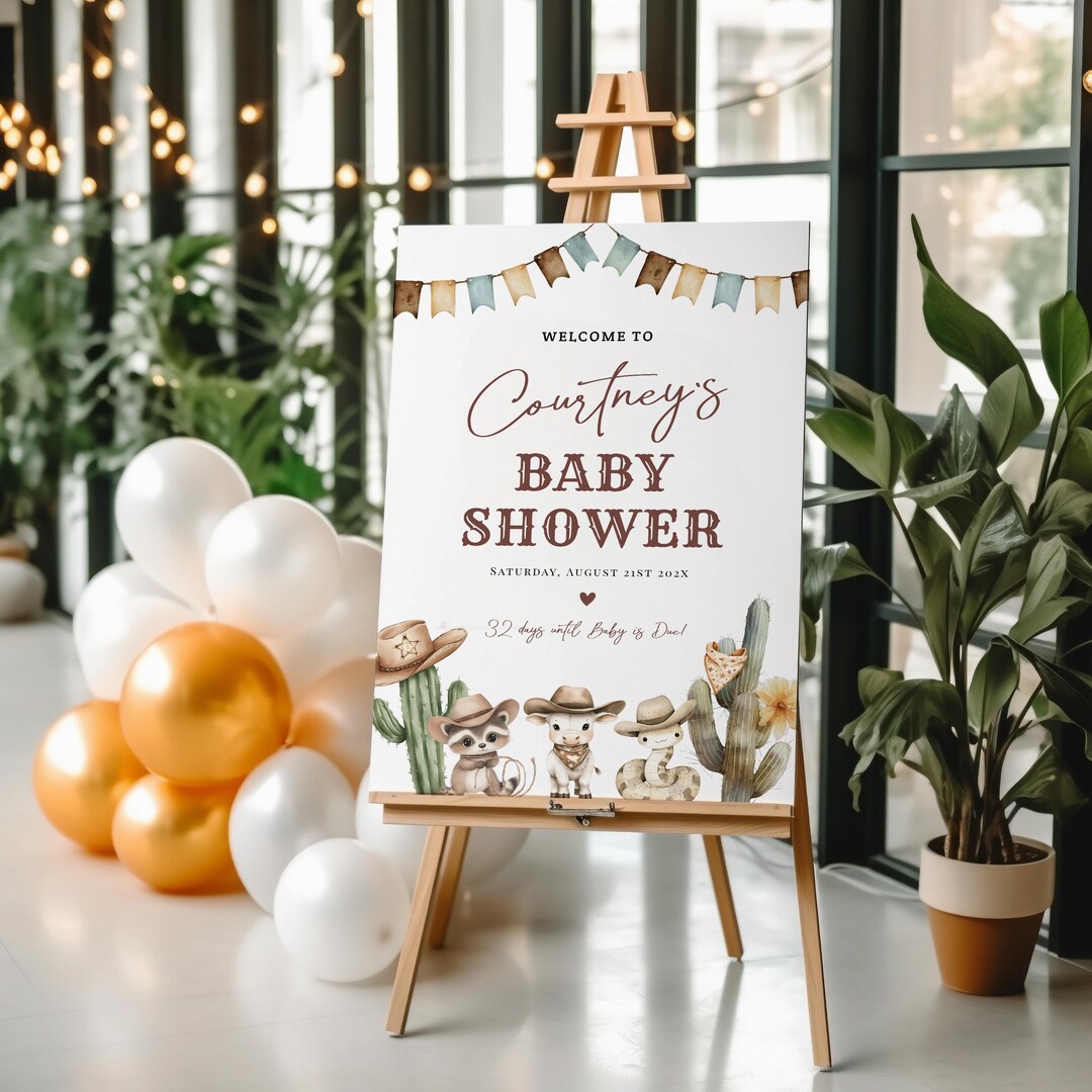 Littler Cowboy Welcome Sign Poster, Wild West Baby Shower Welcome Sign ...