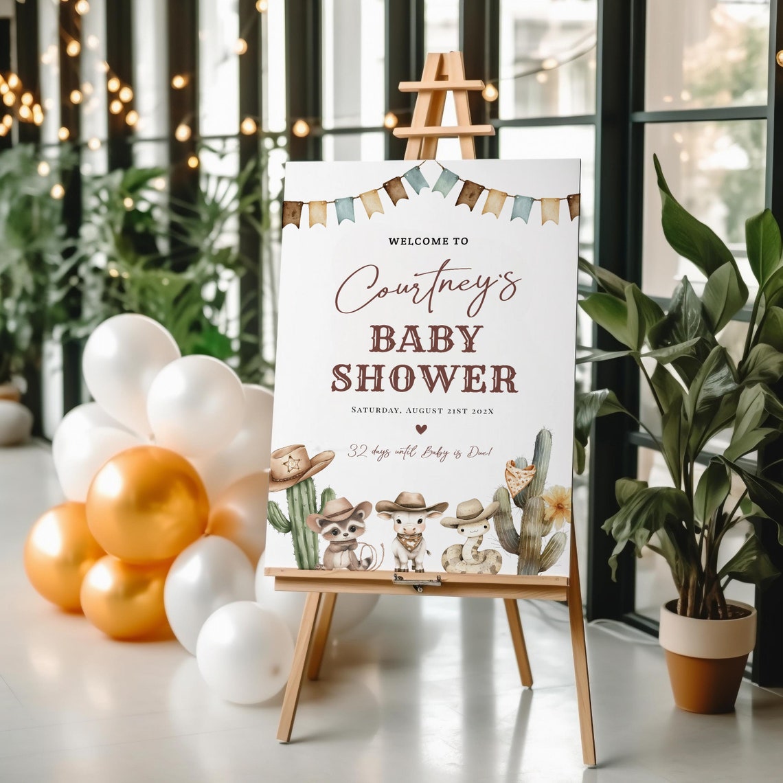 Littler Cowboy Welcome Sign Poster, Wild West Baby Shower Welcome Sign ...