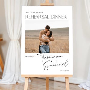 Photo Rehearsal Dinner Welcome Sign, Modern Night Before Wedding Welcome Poster Template, Wedding Rehearsal Sign, TEMPLETT, WLP-SAL 8485