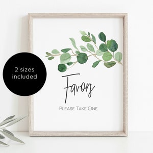 Greenery Favors Sign Printable, Favors Sign Template, Greenery Twig ...