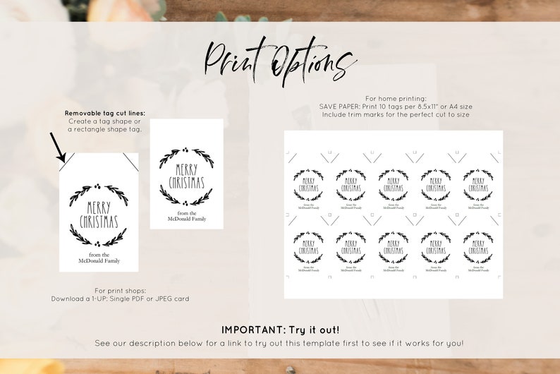 Rustic Christmas Gift Tag Template Printable Christmas Tags - Etsy