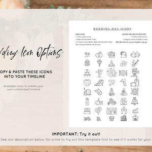 Wedding Icon Timeline Poster, Editable Welcome Sign Poster, Printable Timeline with Wedding Day Icon, Templett, WLP-SLI 4204 image 4
