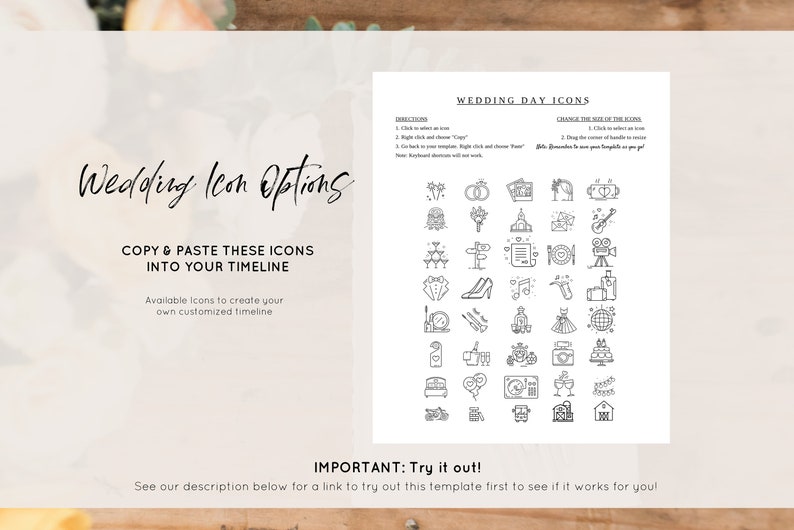 Wedding Icon Timeline Poster, Editable Welcome Sign Poster, Printable Timeline with Wedding Day Icon, Templett, WLP-SLI 4204 image 4