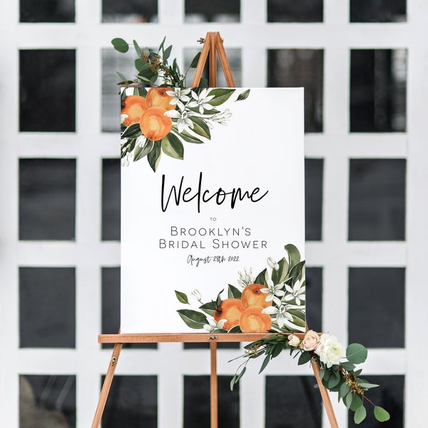 Citrus Welcome Sign, Welcome Poster, Printable Welcome Sign, Orange Welcome sign, Edit with TEMPLETT, WLP-CIT 2203