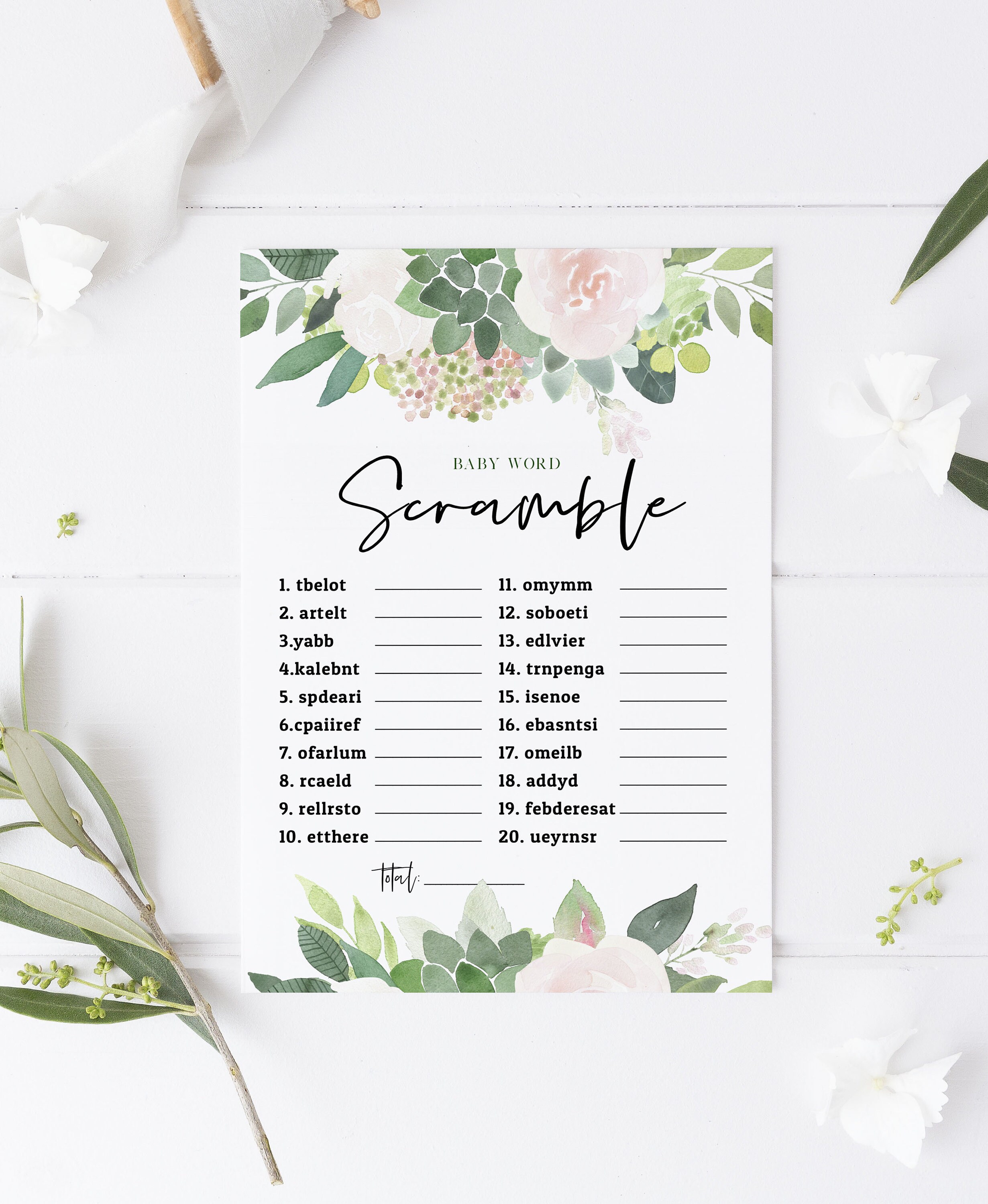 Succulent Baby Word Scramble Game Baby Shower Game Editable - Etsy India