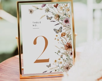 Butterfly Wedding Table Numbers, Floral Table Numbers, Templett Table Numbers, Reception Table Numbers, 5x7, 4x6, WLP-FBU 7132
