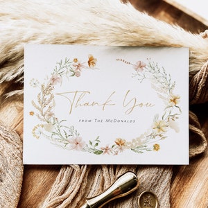 Wildflower Thank You Card Template, Thank You Card Printable, Thank you Card, Floral Thank You, Edit with TEMPLETT, WLP-FWI 5196