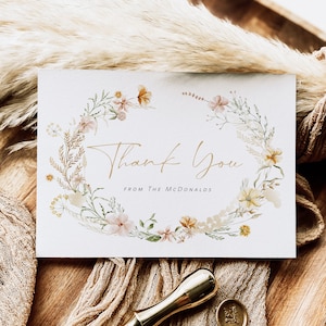 Wildflower Thank You Card Template, Thank You Card Printable, Thank you Card, Floral Thank You, Edit with TEMPLETT, WLP-FWI 5196