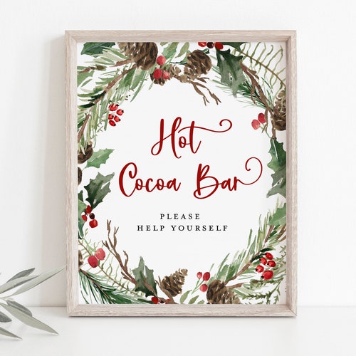 Hot Chocolate Bar Sign Printable Christmas Party Decorations | Etsy