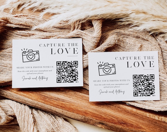 Capture the Love Wedding QR Code Card, Wedding Photo card, qr code wedding card, Instant Download, Edit with Templett, WLP-SLI 5972
