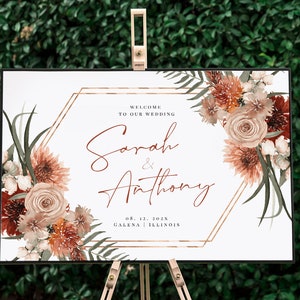 Boho Welcome Sign Poster, Shower Welcome Sign, Floral Welcome Sign Template, Instant Download, Edit with TEMPLETT, WLP-TER 6736