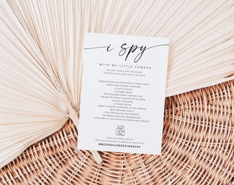 I Spy Wedding Game, Minimalist, Reception Game, Wedding Photo Hunt Game, Wedding Shower Fun Games, Edit with TEMPLETT, WLP-LIN 7125